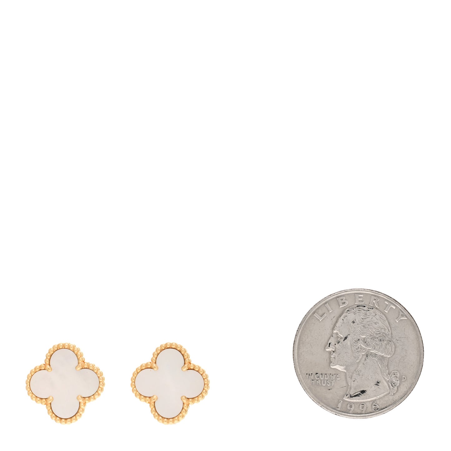 18K Yellow Gold Mother of Pearl Vintage Alhambra Earrings