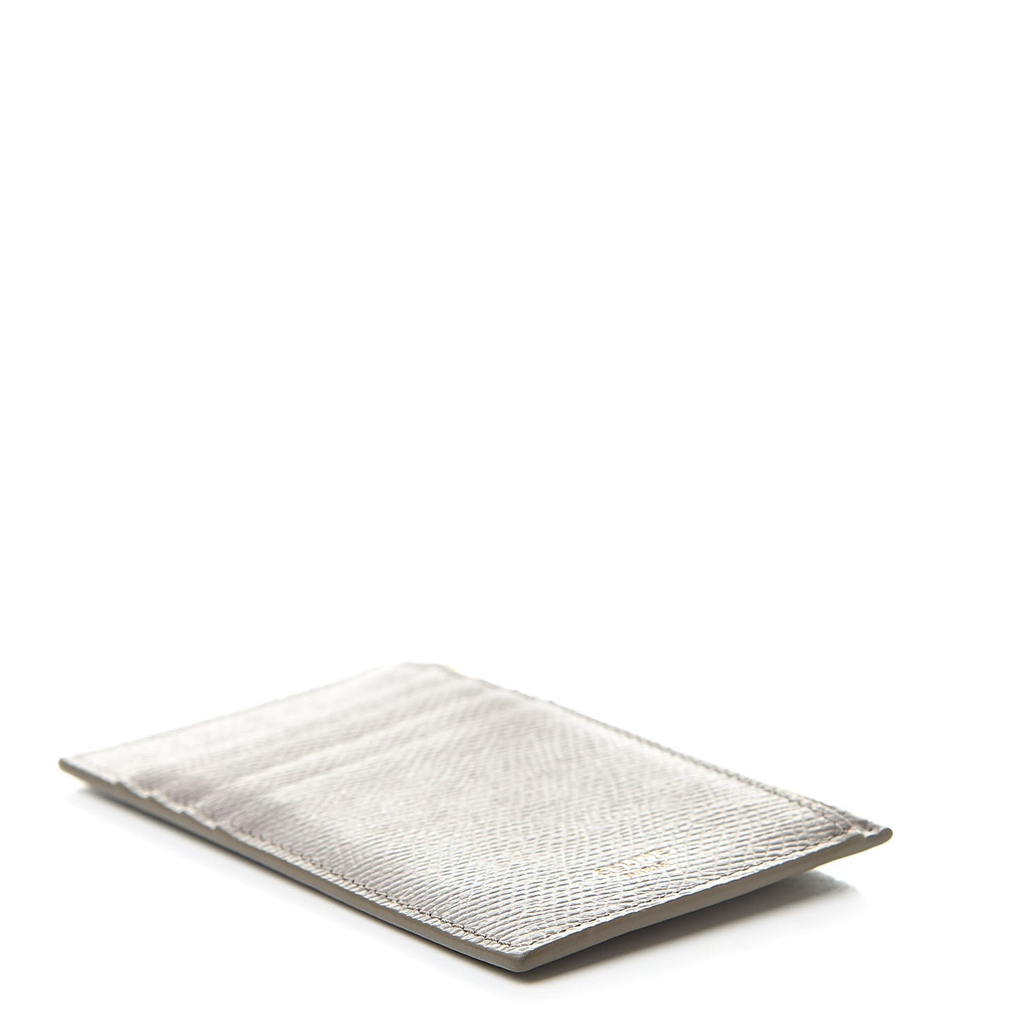 Grained Calfskin Zipped Card Holder Pebble