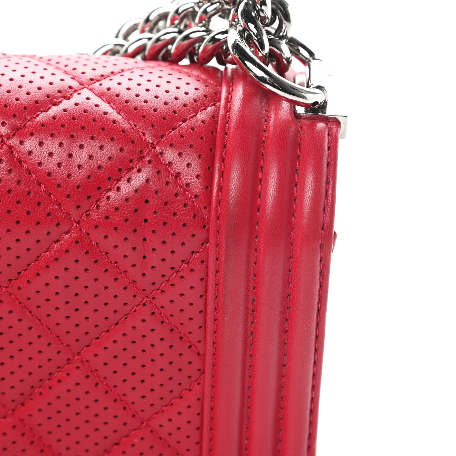 Chanel Perforated Lambskin Quilted New Medium Boy Flap Dark Pink 15 of 16