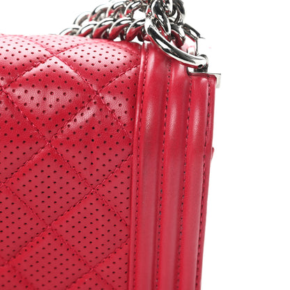 Chanel Perforated Lambskin Quilted New Medium Boy Flap Dark Pink 15 of 16