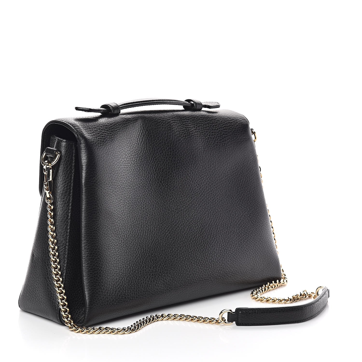 Gucci Dollar Calfskin Medium Interlocking G Top Handle Shoulder Bag Black 3 of 9