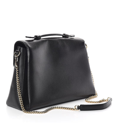 Gucci Dollar Calfskin Medium Interlocking G Top Handle Shoulder Bag Black 3 of 9