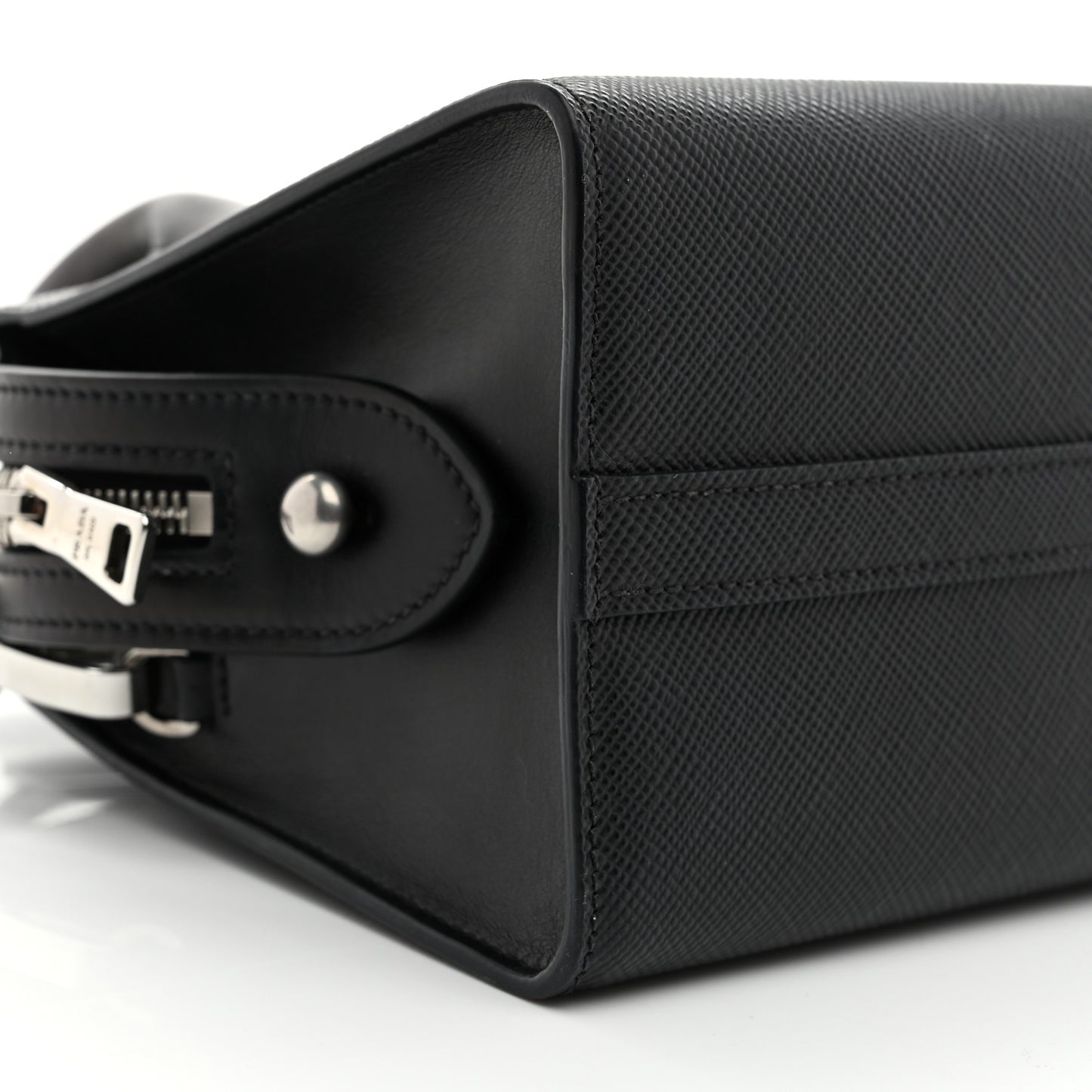Saffiano Cuir Calfskin Mini Monochrome Top Handle Tote Black