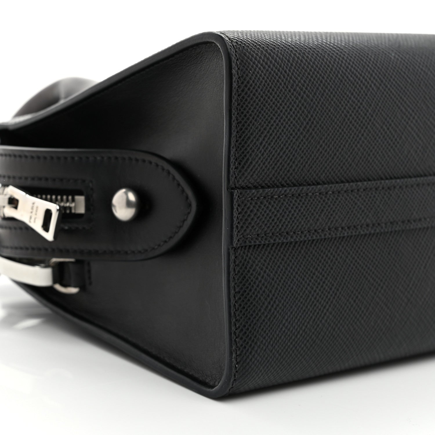 Prada Saffiano Cuir Calfskin Mini Monochrome Top Handle Tote Black 9 of 10