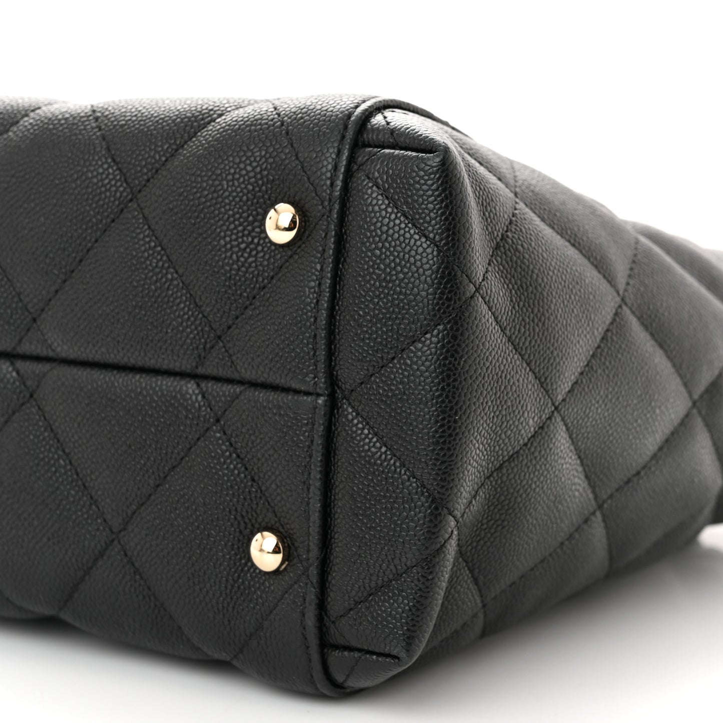 Caviar Quilted Small Shopping Tote Black