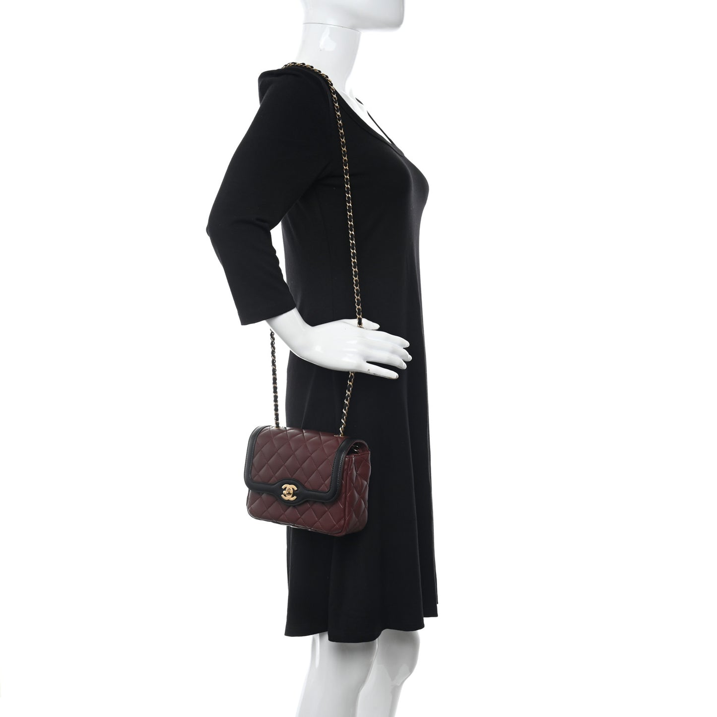 Lambskin Quilted Mini Two Tone Day Flap Burgundy