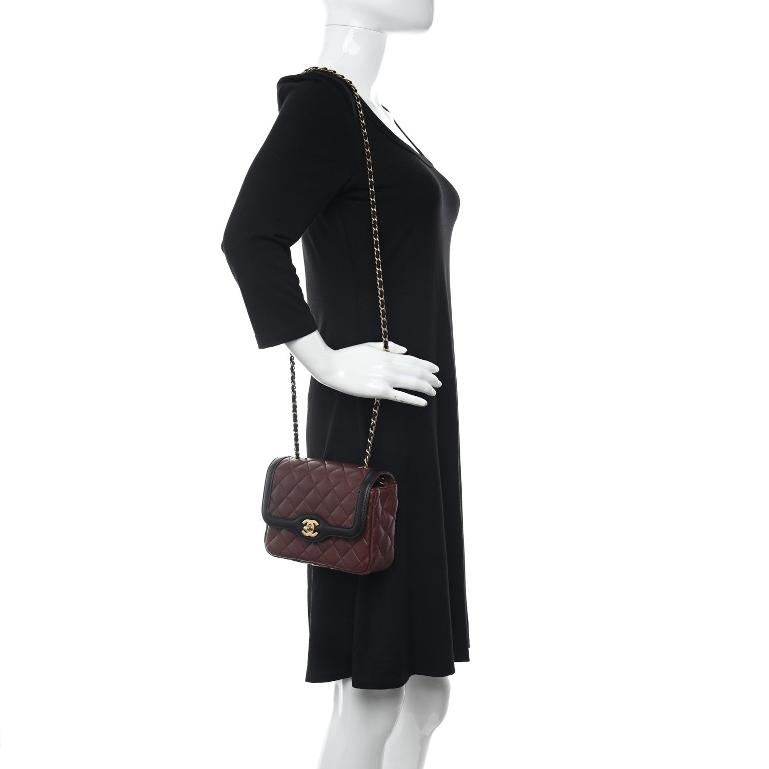Chanel Lambskin Quilted Mini Two Tone Day Flap Burgundy 2 of 10
