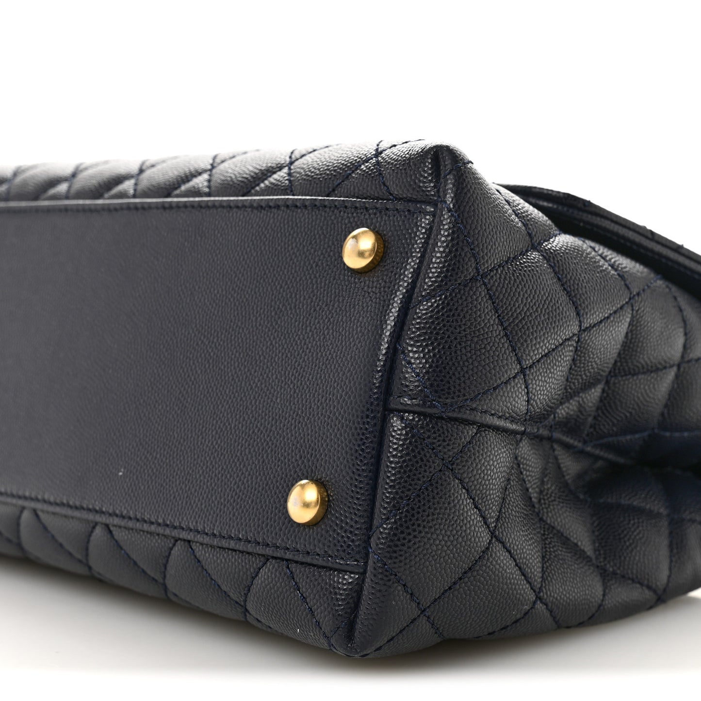 Caviar Quilted Small Coco Chain Handle Flap Navy Blue