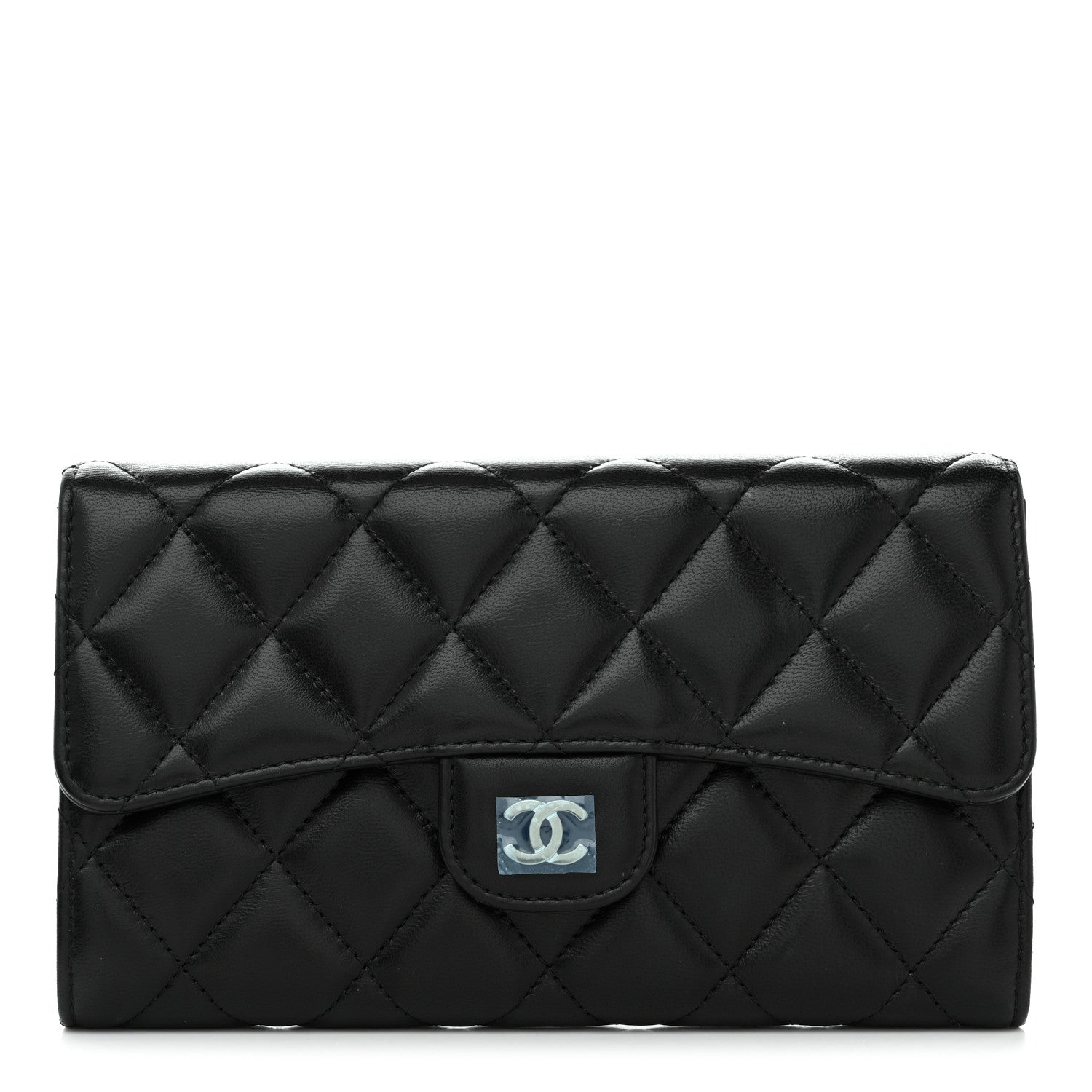 Chanel Lambskin Quilted Large Flap Wallet Black 1 of 9