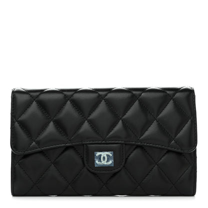Chanel Lambskin Quilted Large Flap Wallet Black 1 of 9