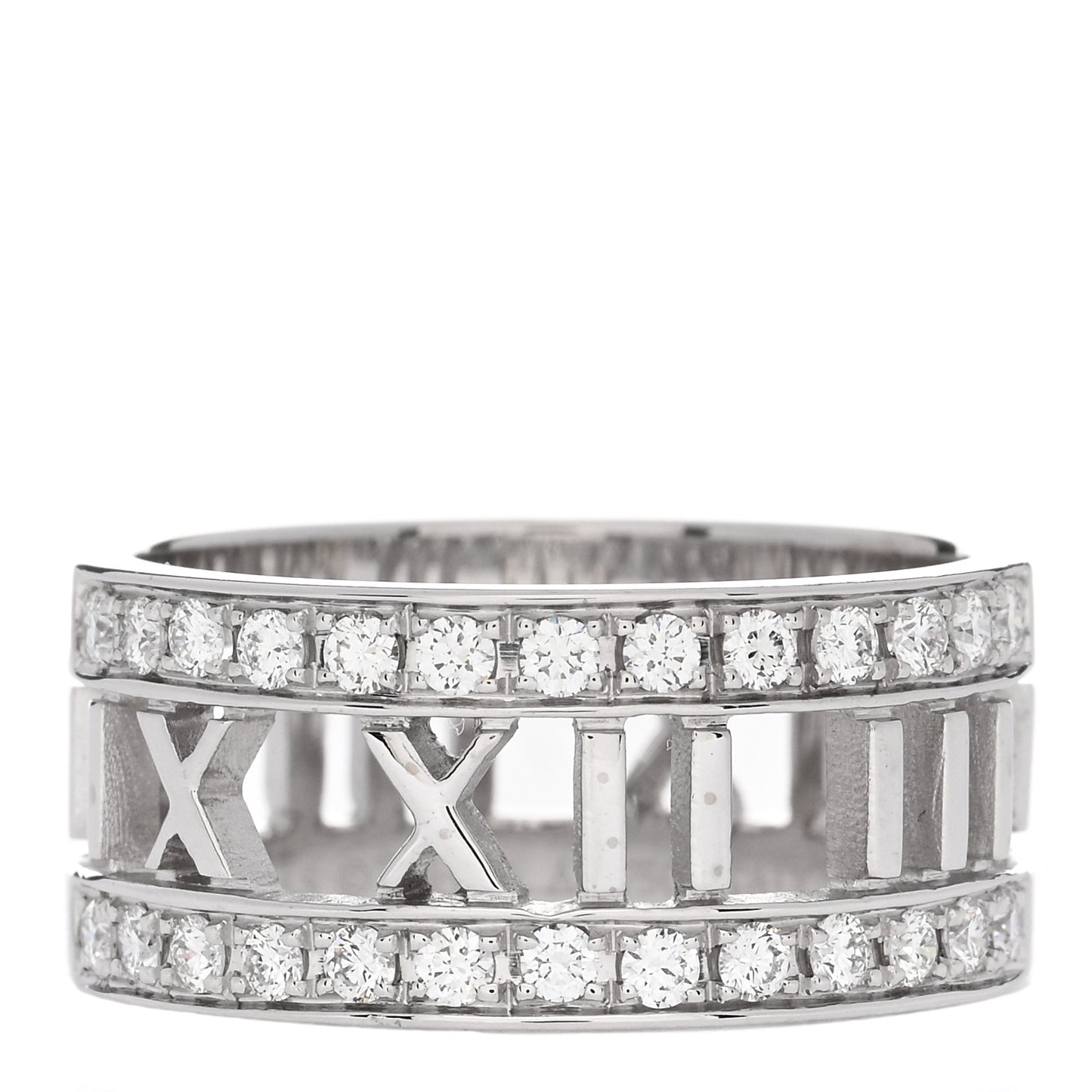 18K White Gold Diamond Wide Atlas Open Ring 54 6.75