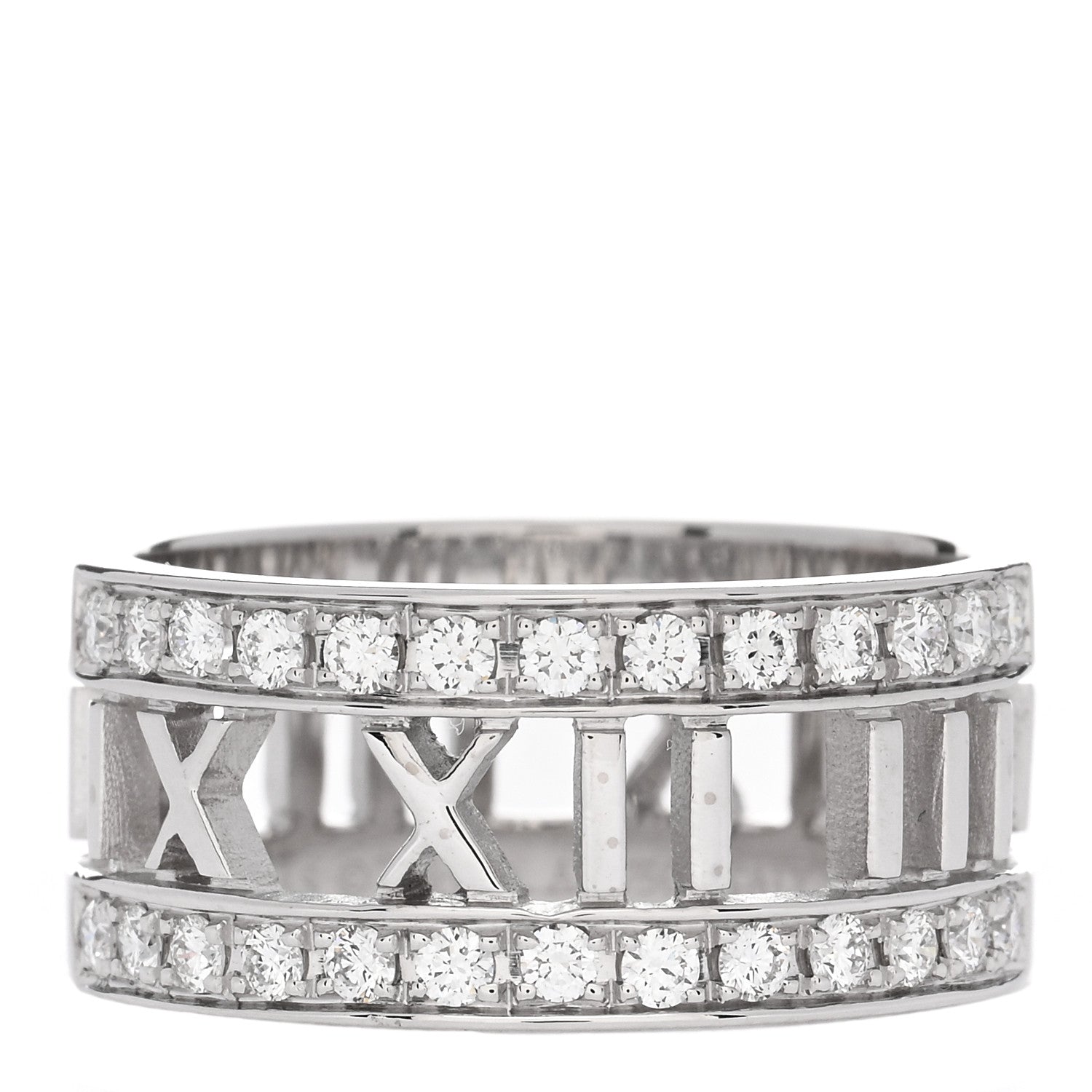 Tiffany 18K White Gold Diamond Wide Atlas Open Ring 54 6.75 1 of 4