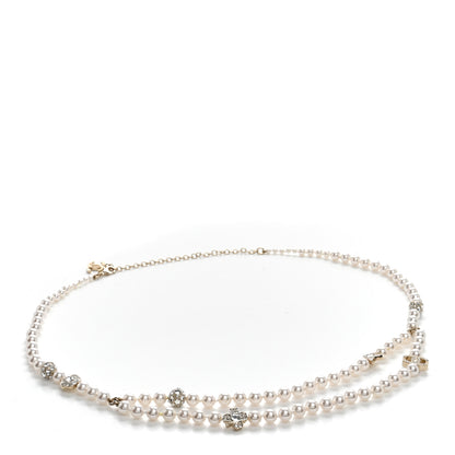 Chanel Pearl Crystal CC Star Belt 75 Gold Pearly White 1 of 4