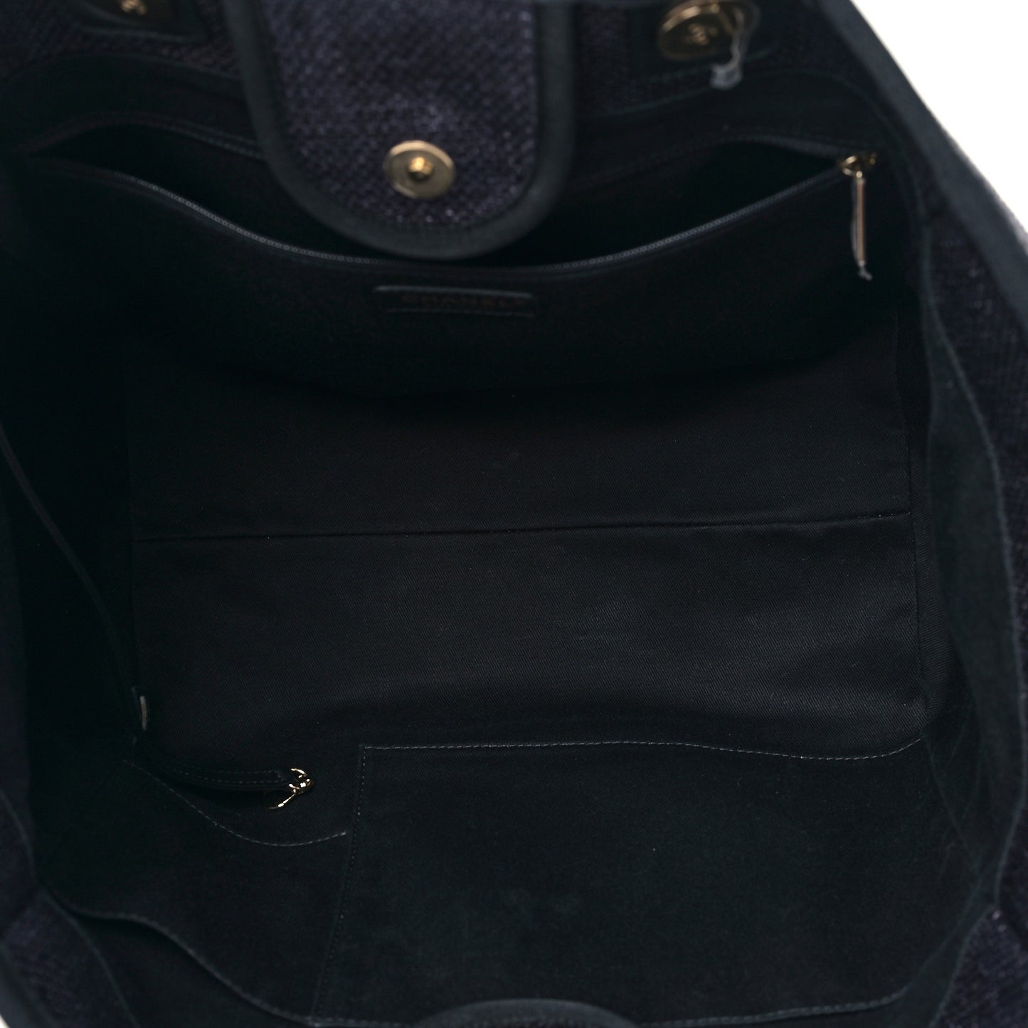 Woven Straw Raffia Medium Deauville Tote Black