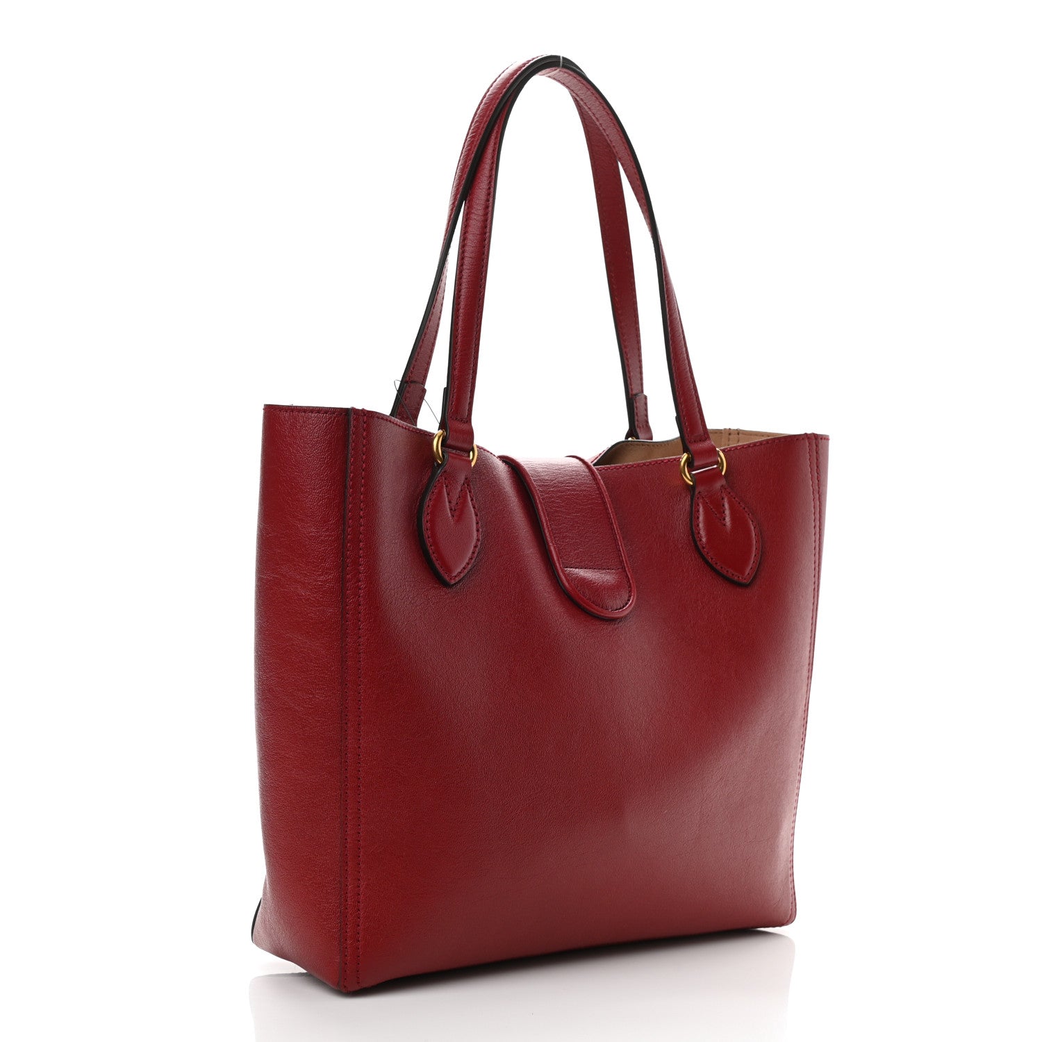 Gucci New Sakai Calfskin Lux Small Dahlia Tote New Cherry Red 3 of 9