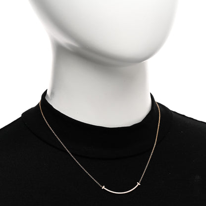 Tiffany 18K Rose Gold Diamond Small T Smile Pendant Necklace 2 of 4