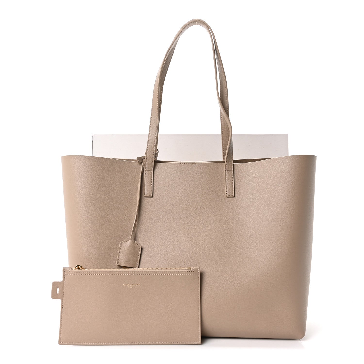Saint Laurent Calfskin Large Shopping Tote Dark Beige 13 of 13