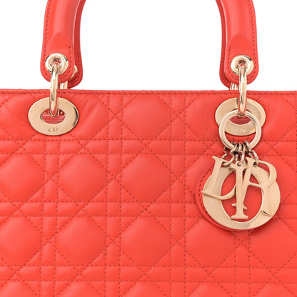 Christian Dior Lambskin Cannage Large Lady Dior Orange 8 of 13