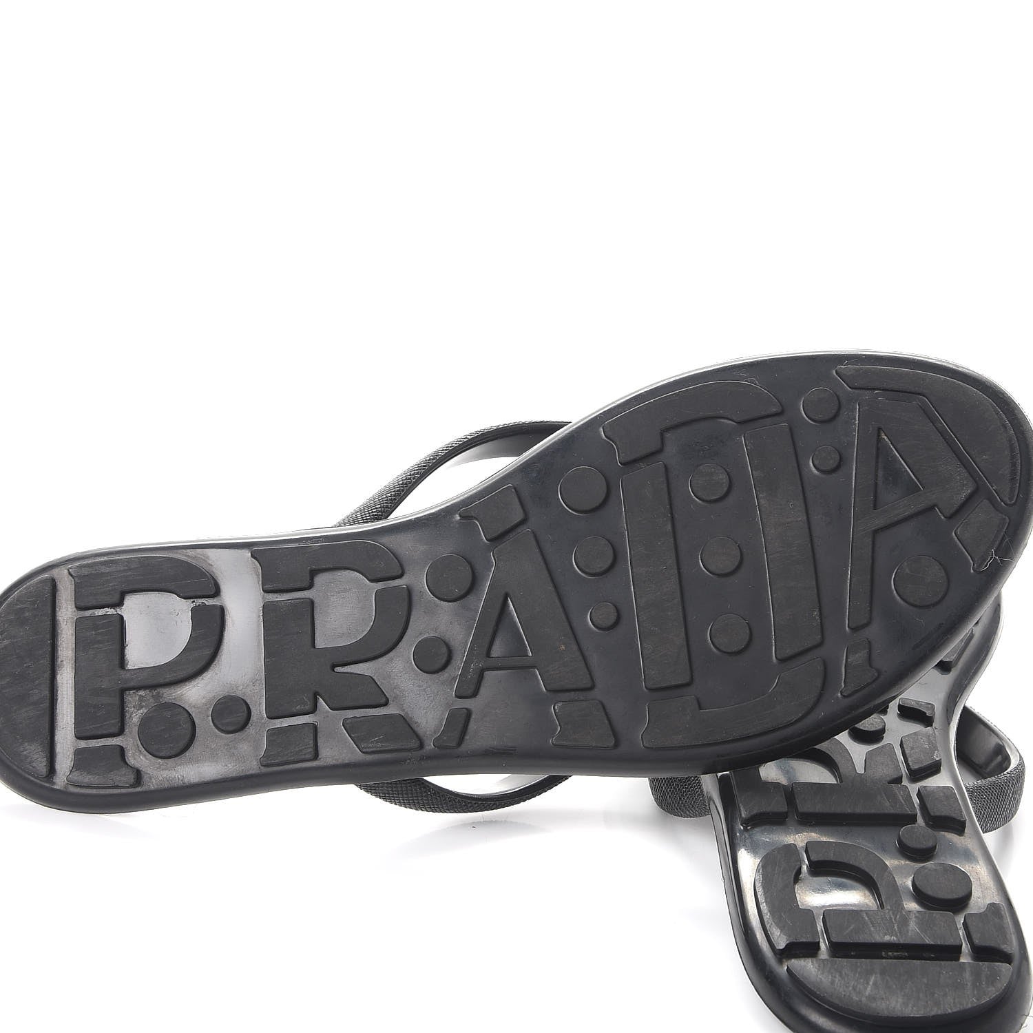 Prada Saffiano Sport Thong Sandals 37 Black 8 of 12