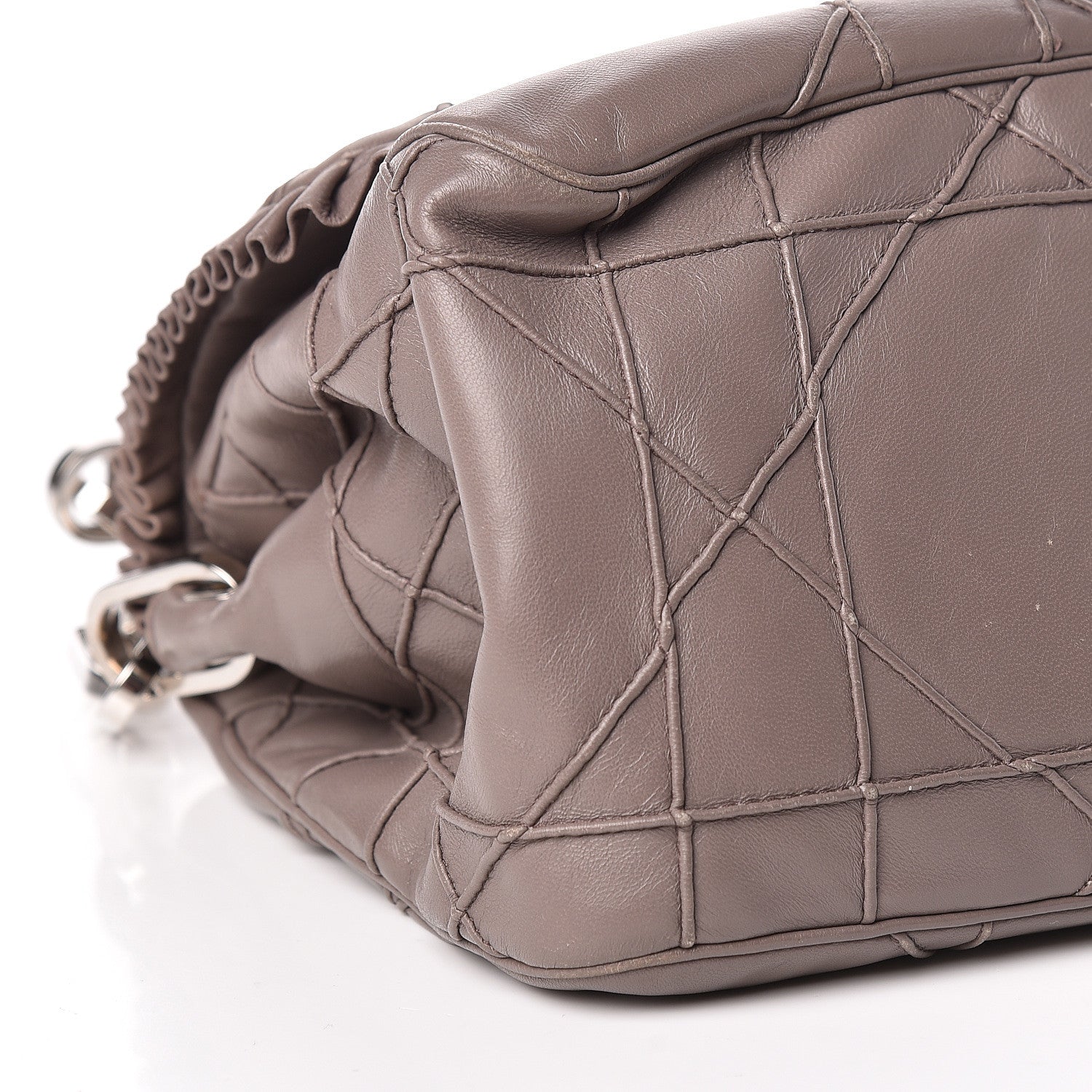 Christian Dior Lambskin Cannage Ruffle New Lock Flap Dark Taupe 9 of 13