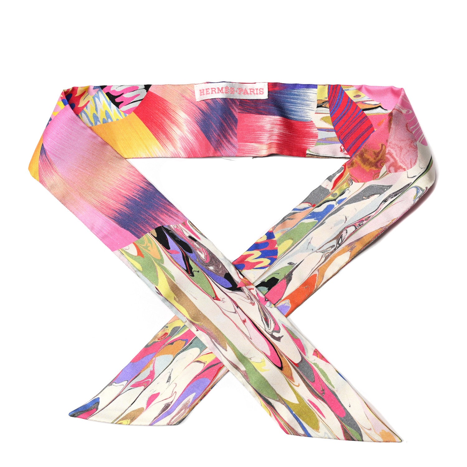 Hermes Silk Marble Silk Twilly Rose Vert Violet 1 of 6