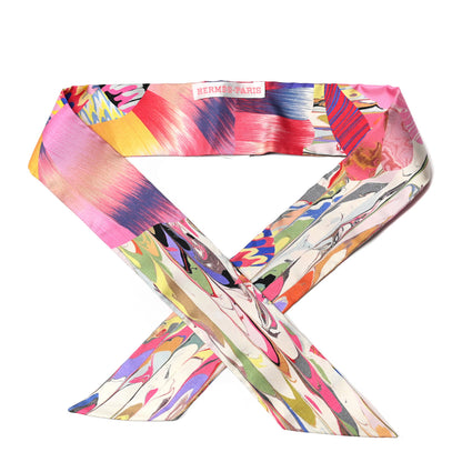 Hermes Silk Marble Silk Twilly Rose Vert Violet 1 of 6