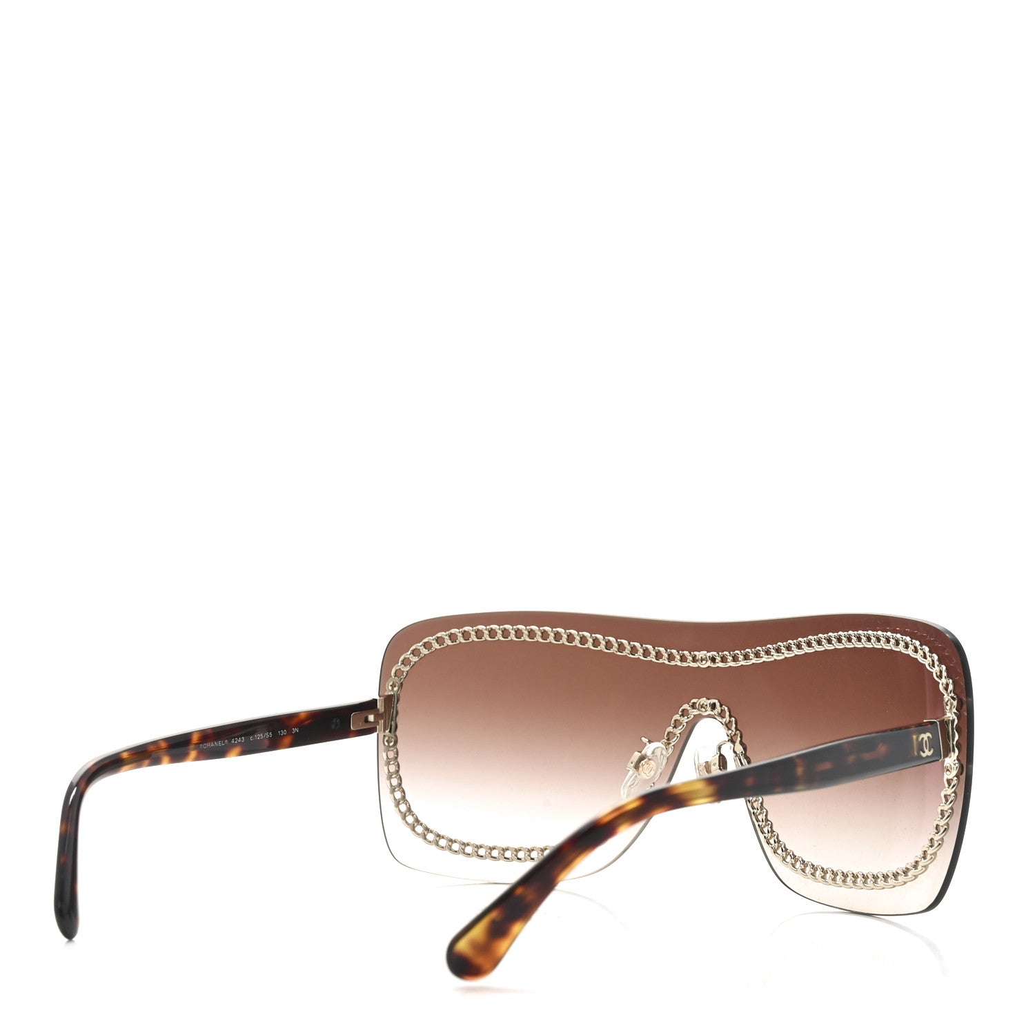 Chanel Rimless Shield Sunglasses 4243 Gradient Tortoise 4 of 7