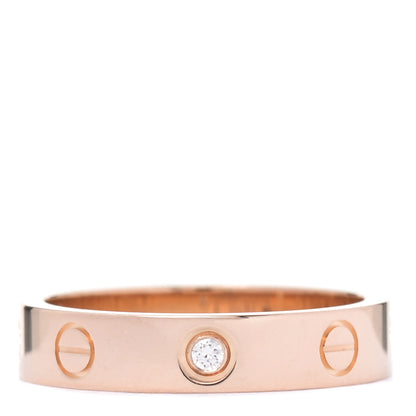 Cartier 18K Pink Gold Diamond 4mm LOVE Wedding Band Ring 52 6 1 of 4