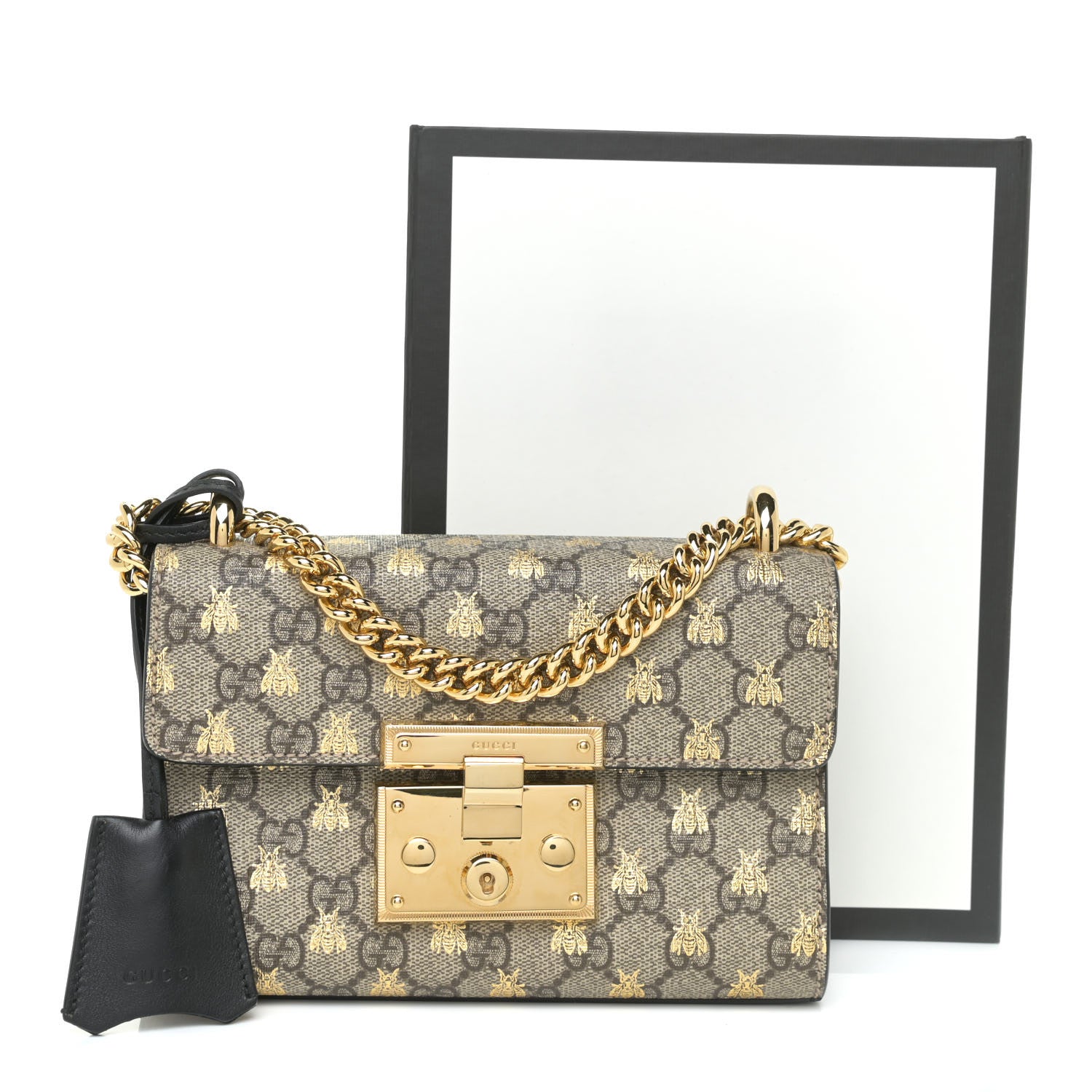 Gucci GG Supreme Monogram Bees Small Padlock Shoulder Bag Black 16 of 16