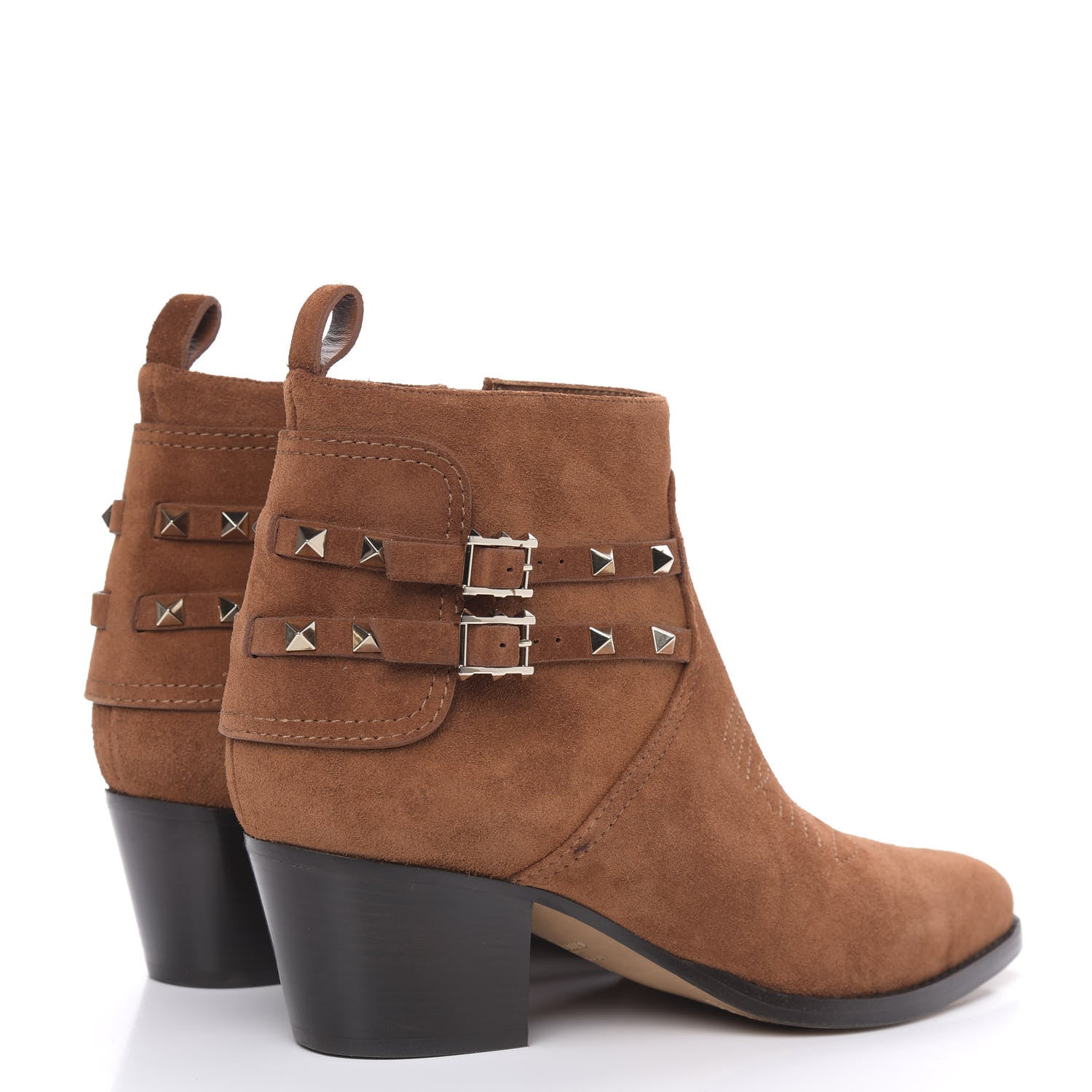 Valentino Garavani Suede Rockstud Double Buckle 50mm Cowboy Ankle Boots 41 Selleria 4 of 10