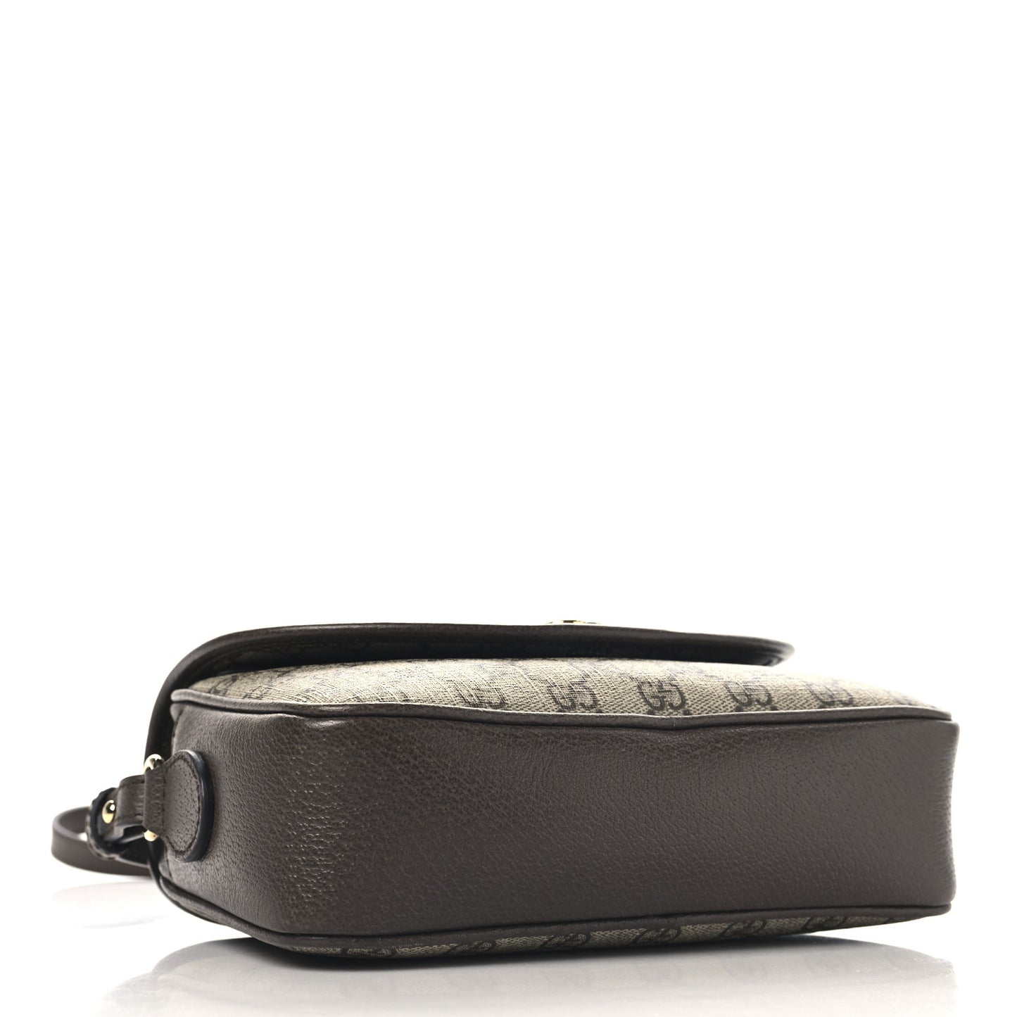 GG Supreme Monogram Textured Dollar Calfskin Web Studded Mini Ophidia Flap Shoulder Bag Beige Ebony New Acero