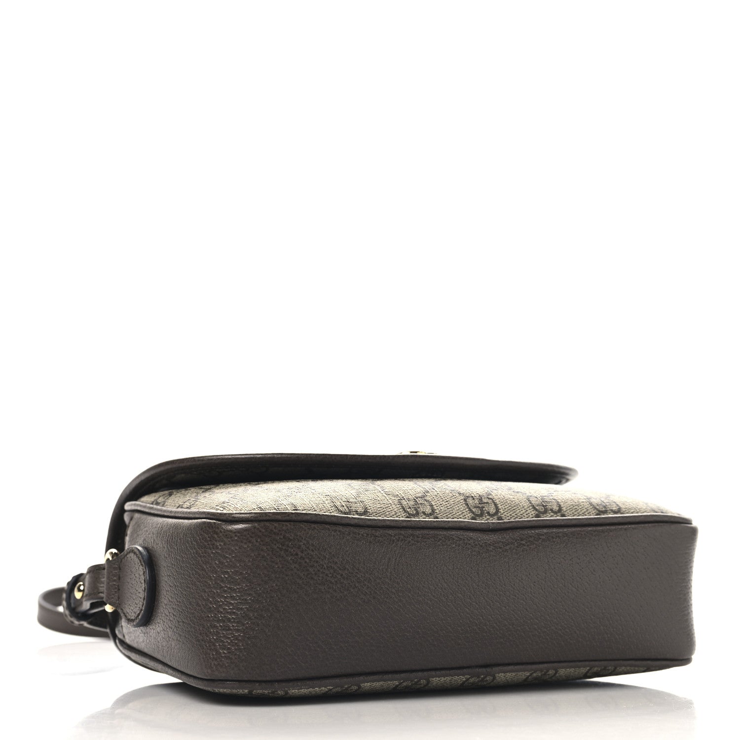 Gucci GG Supreme Monogram Textured Dollar Calfskin Web Studded Mini Ophidia Flap Shoulder Bag Beige Ebony New Acero 4 of 11