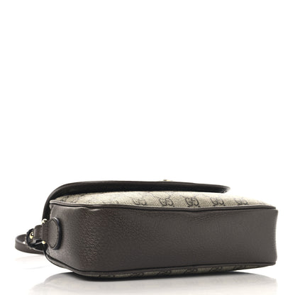 Gucci GG Supreme Monogram Textured Dollar Calfskin Web Studded Mini Ophidia Flap Shoulder Bag Beige Ebony New Acero 4 of 11