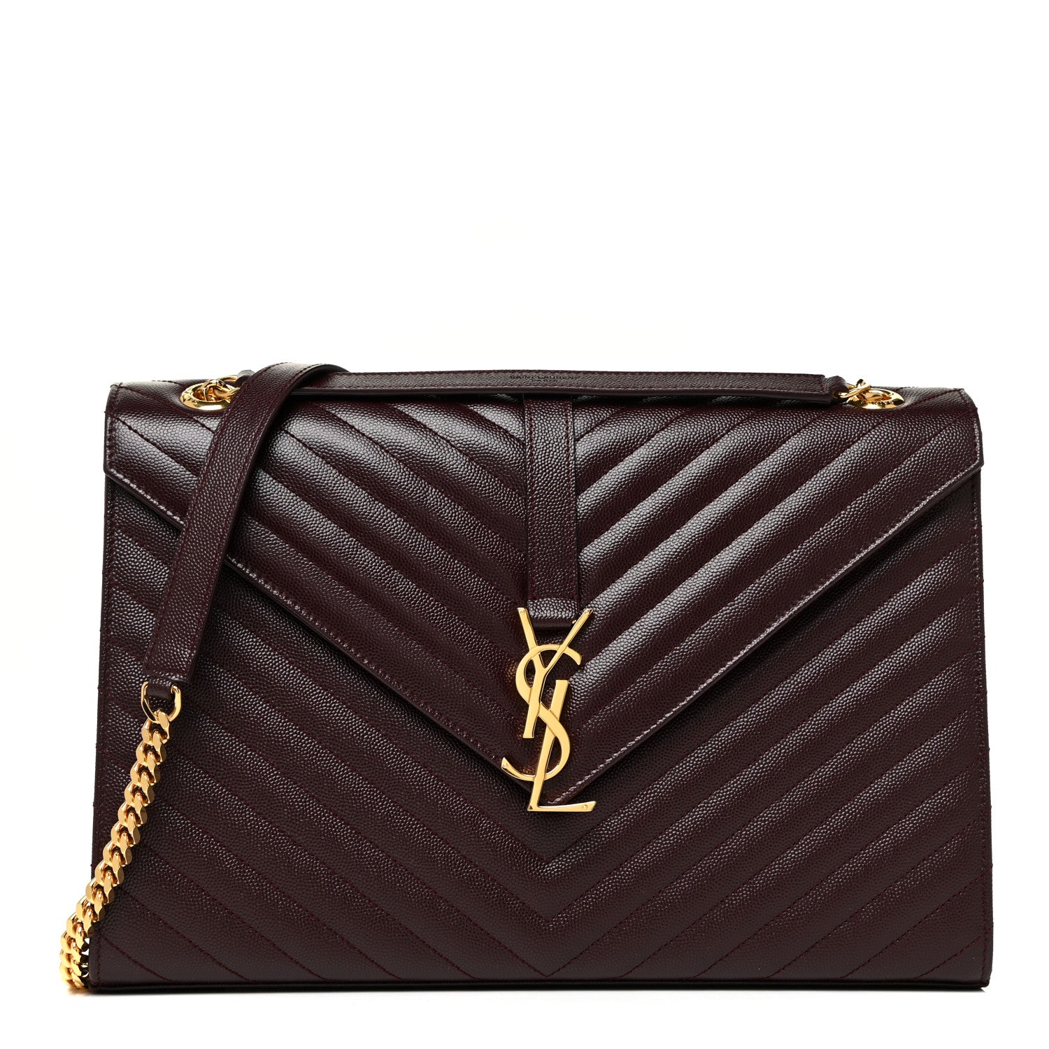 Saint Laurent Grain De Poudre Matelasse Chevron Large Monogram Satchel Amaranto 1 of 8