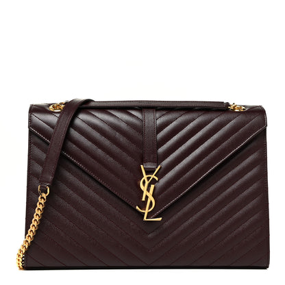 Saint Laurent Grain De Poudre Matelasse Chevron Large Monogram Satchel Amaranto 1 of 8