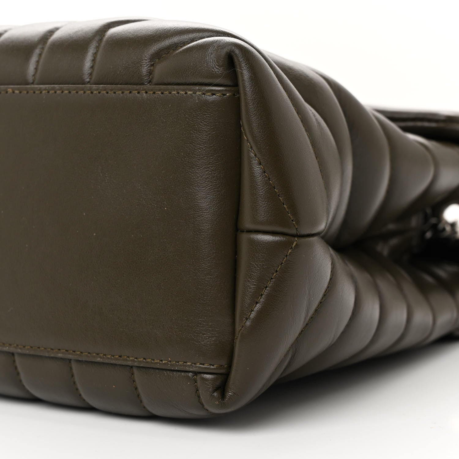 Saint Laurent Calfskin Y Quilted Monogram Medium Loulou Chain Satchel Kaki Fonce 11 of 11