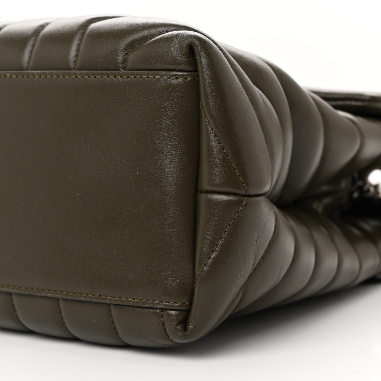Calfskin Y Quilted Monogram Medium Loulou Chain Satchel Kaki Fonce