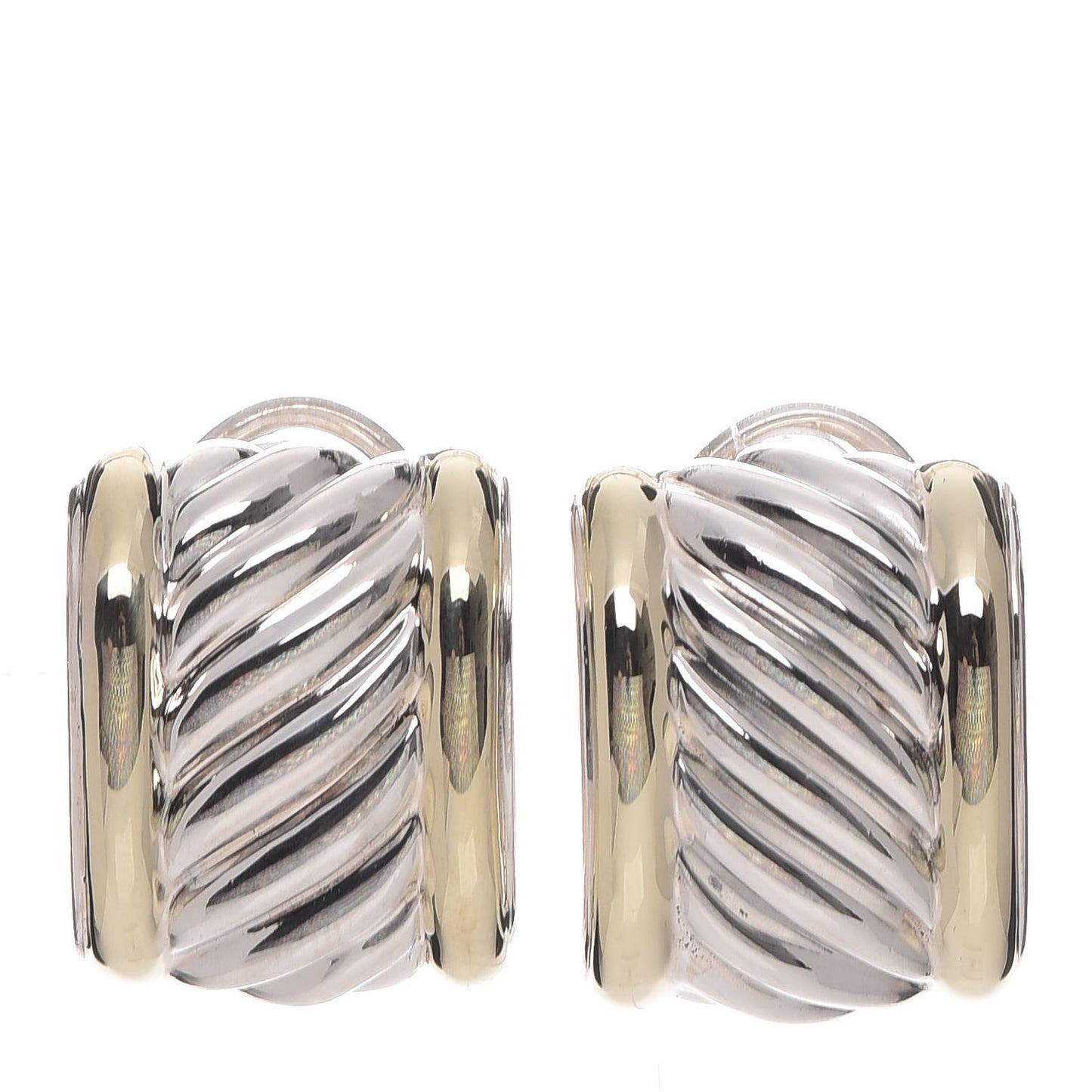 Sterling Silver 14K Yellow Gold Cable Classics Cigar Band Earrings