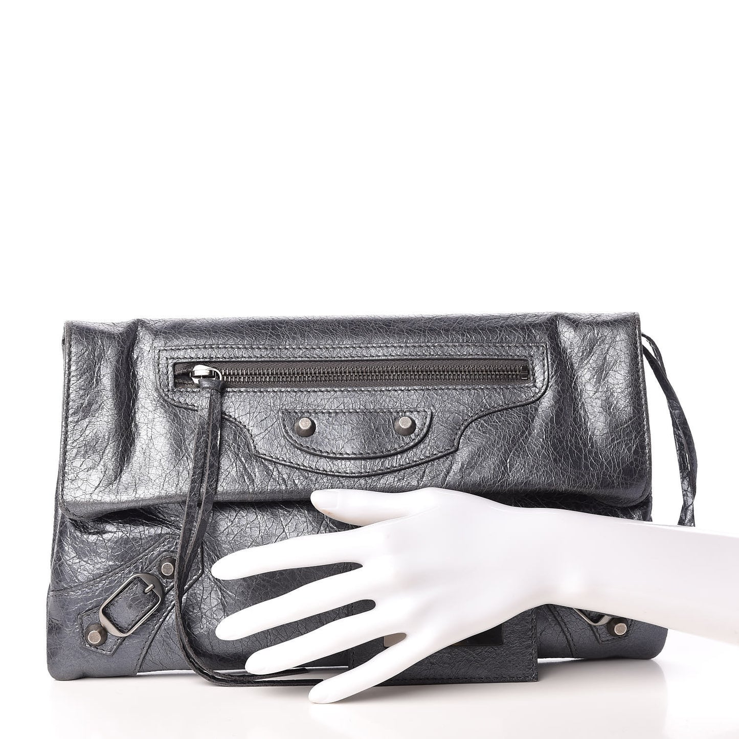 Agneau Envelope Clutch Gris Hematite