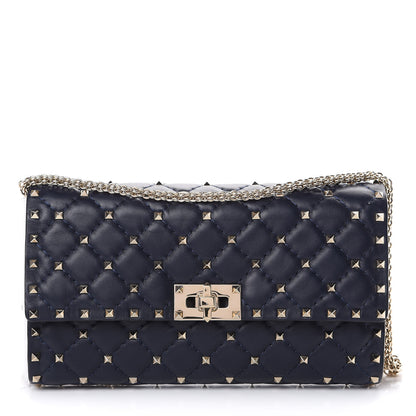 Valentino Garavani Nappa Rockstud Spike Wallet on Chain Marine 1 of 11
