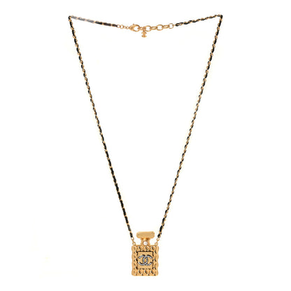 Chanel Crystal Pearl Perfume Bottle CC Necklace Black Gold 3 of 4