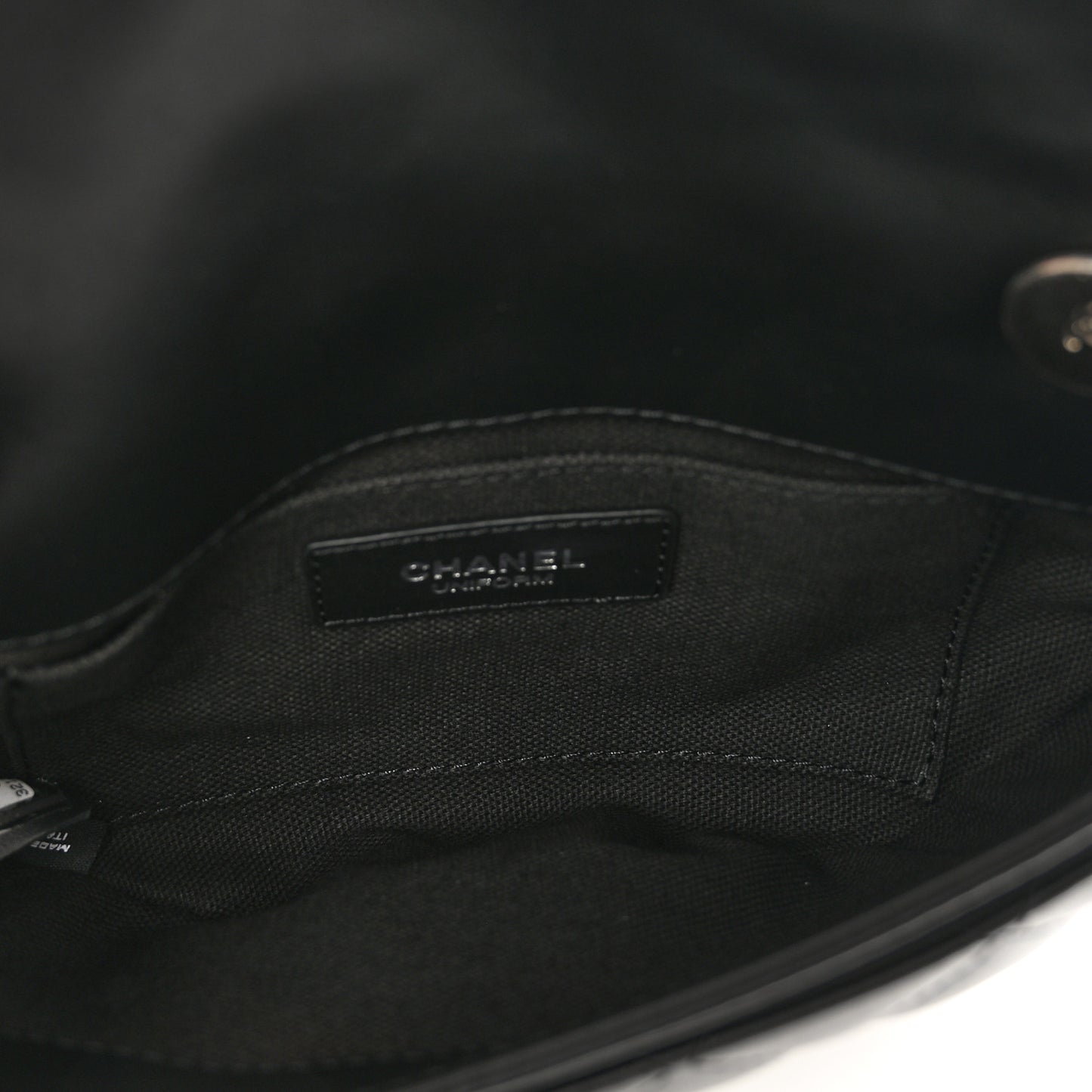 Calfskin Quilted CC Uniform Flap Belt Bag Black