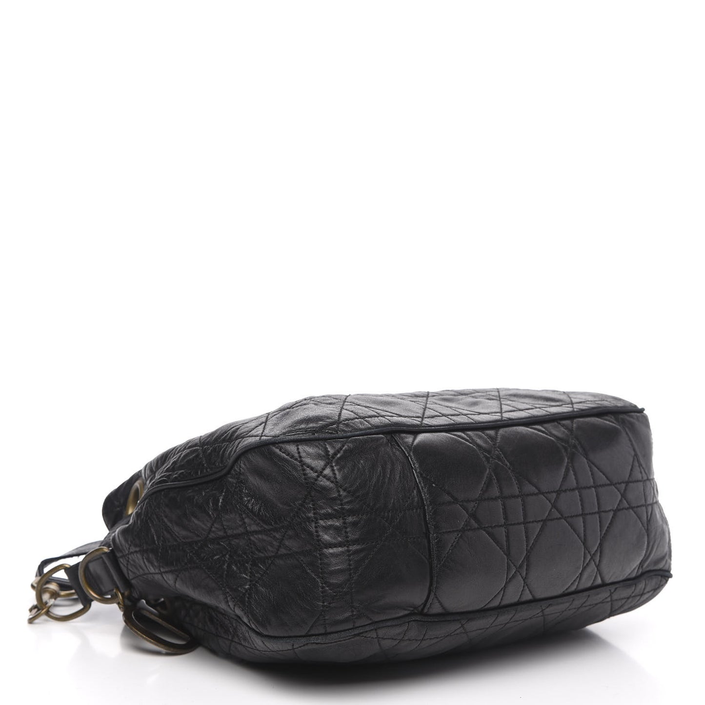 Lambskin Cannage Drawstring Bag Black
