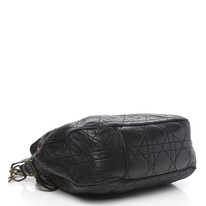 Christian Dior Lambskin Cannage Drawstring Bag Black 4 of 16