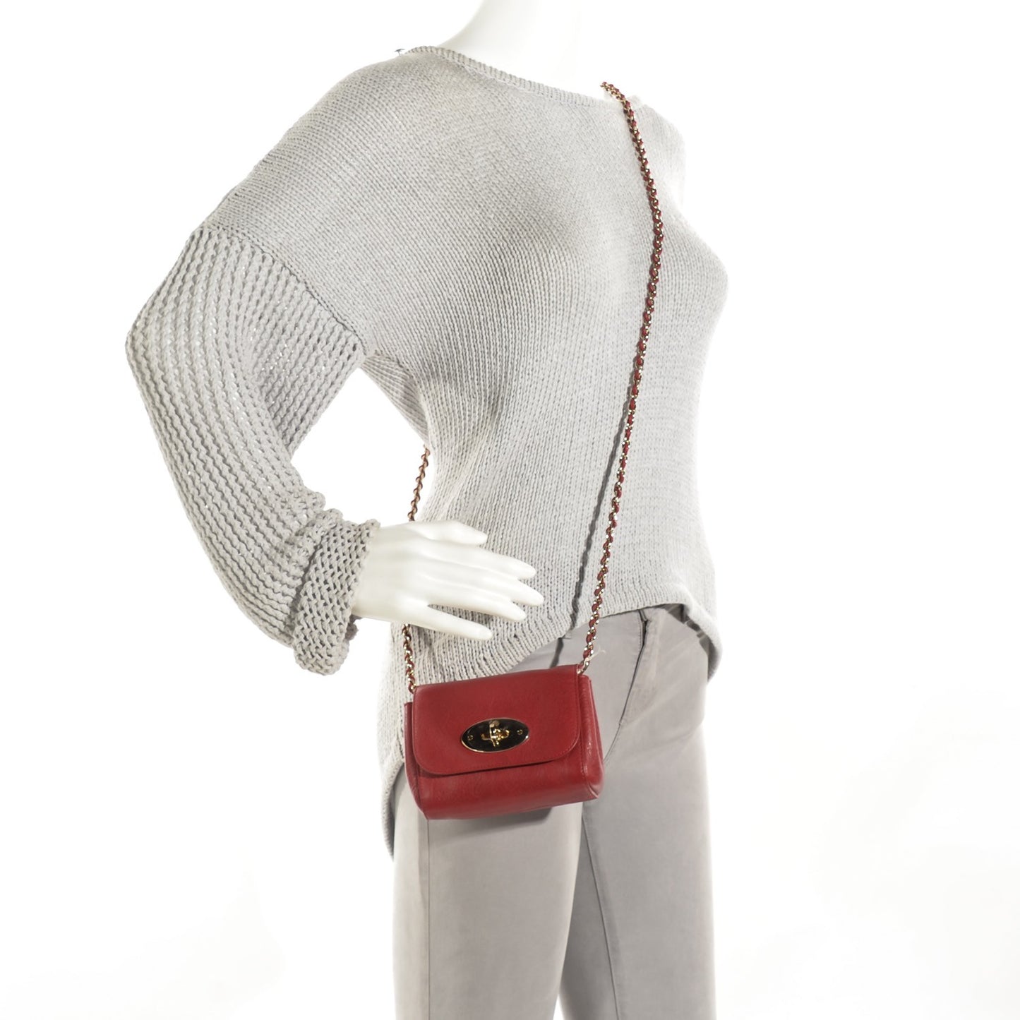 Natural Leather Mini Lily Poppy Red