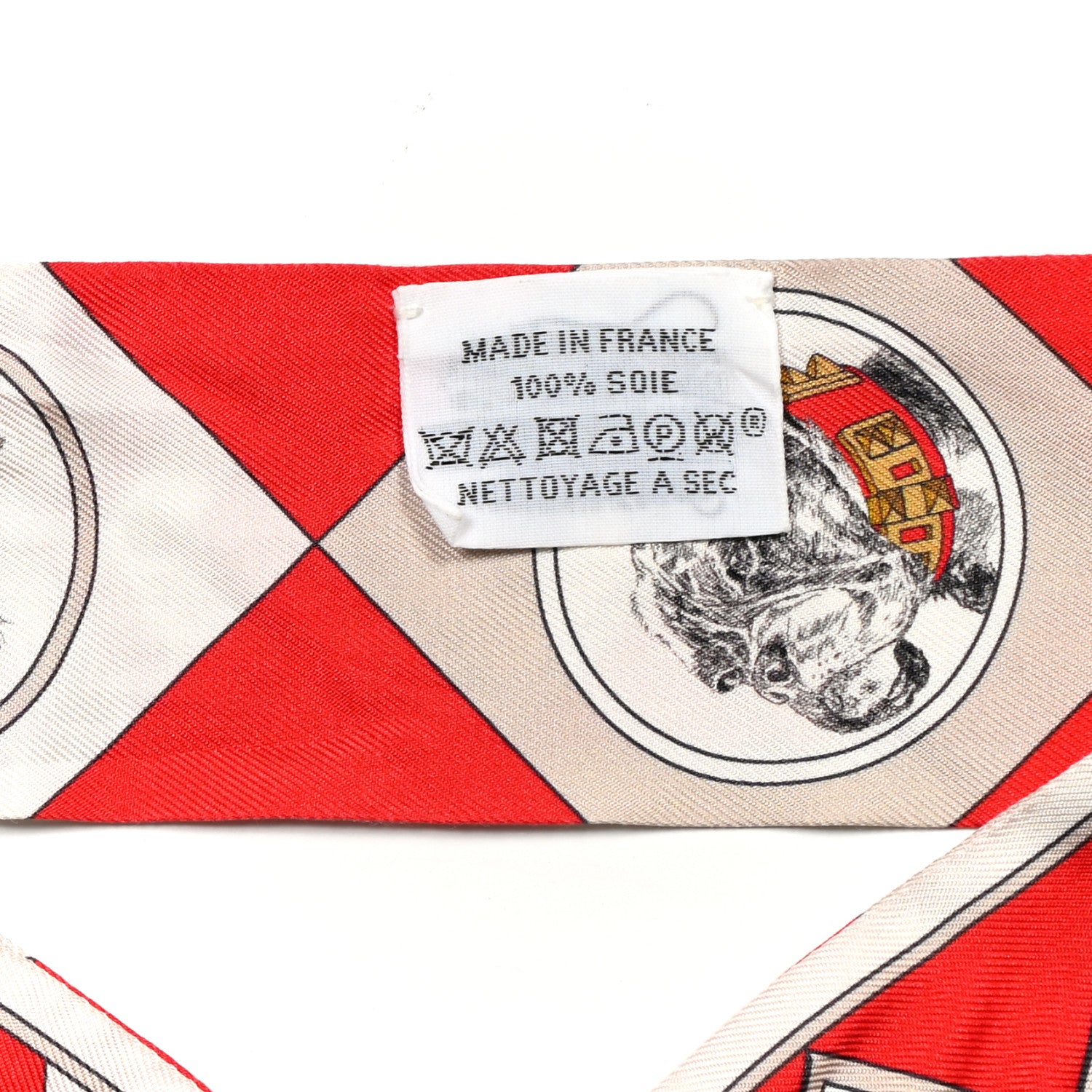 Hermes Silk Colliers Et Chiens Twilly Rouge White Mastic 4 of 4