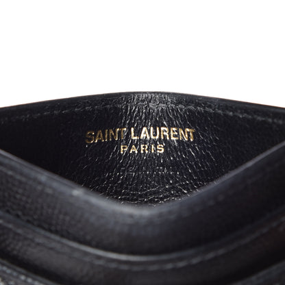 Saint Laurent Grain De Poudre Matelasse Chevron Monogram Credit Card Case Black 6 of 16