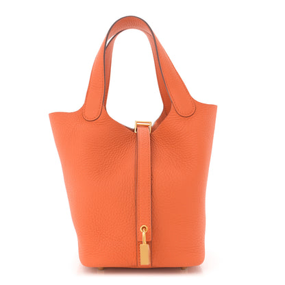 Hermes Taurillon Clemence Picotin Lock 18 PM Orange 1 of 12