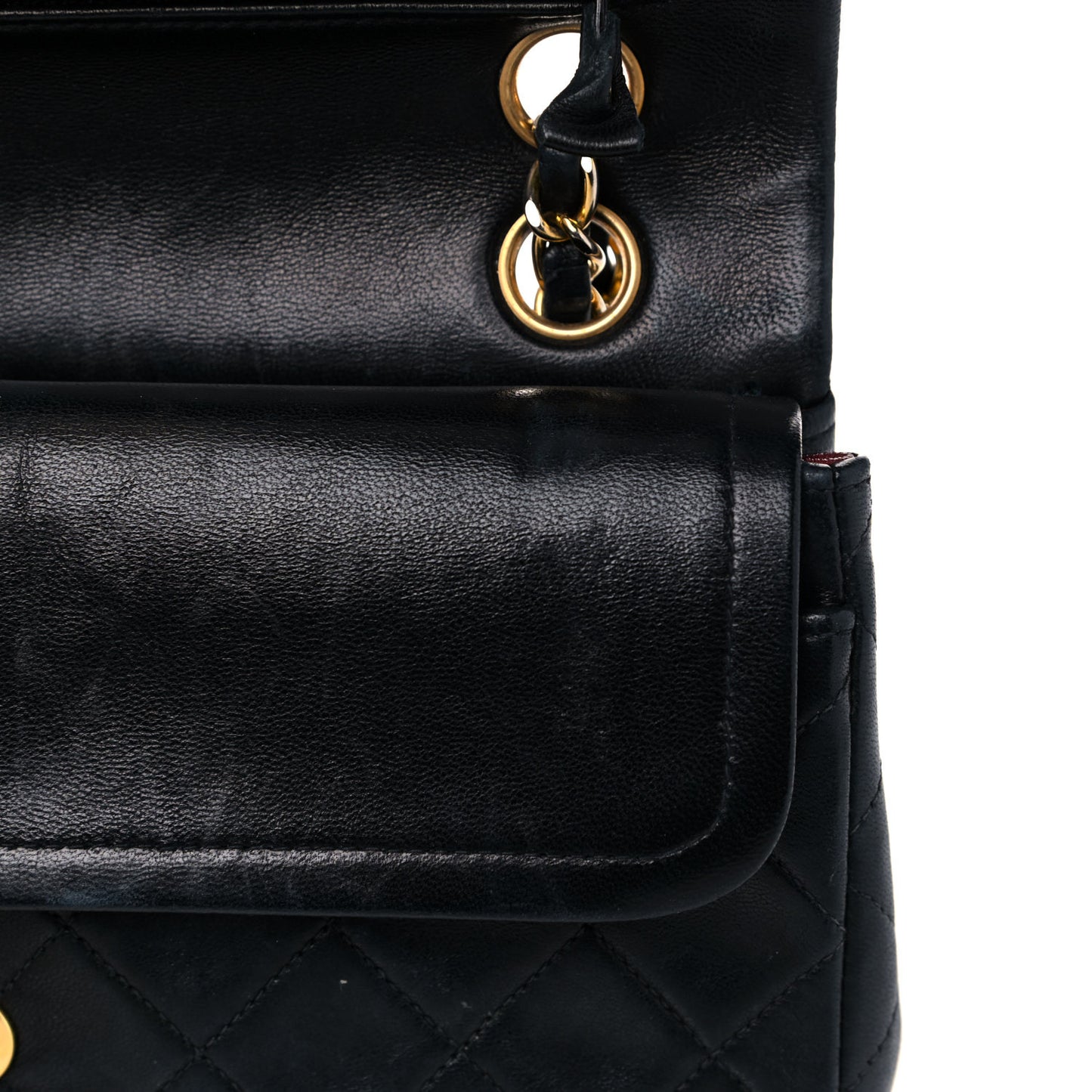 Lambskin Quilted Small Double Flap Black