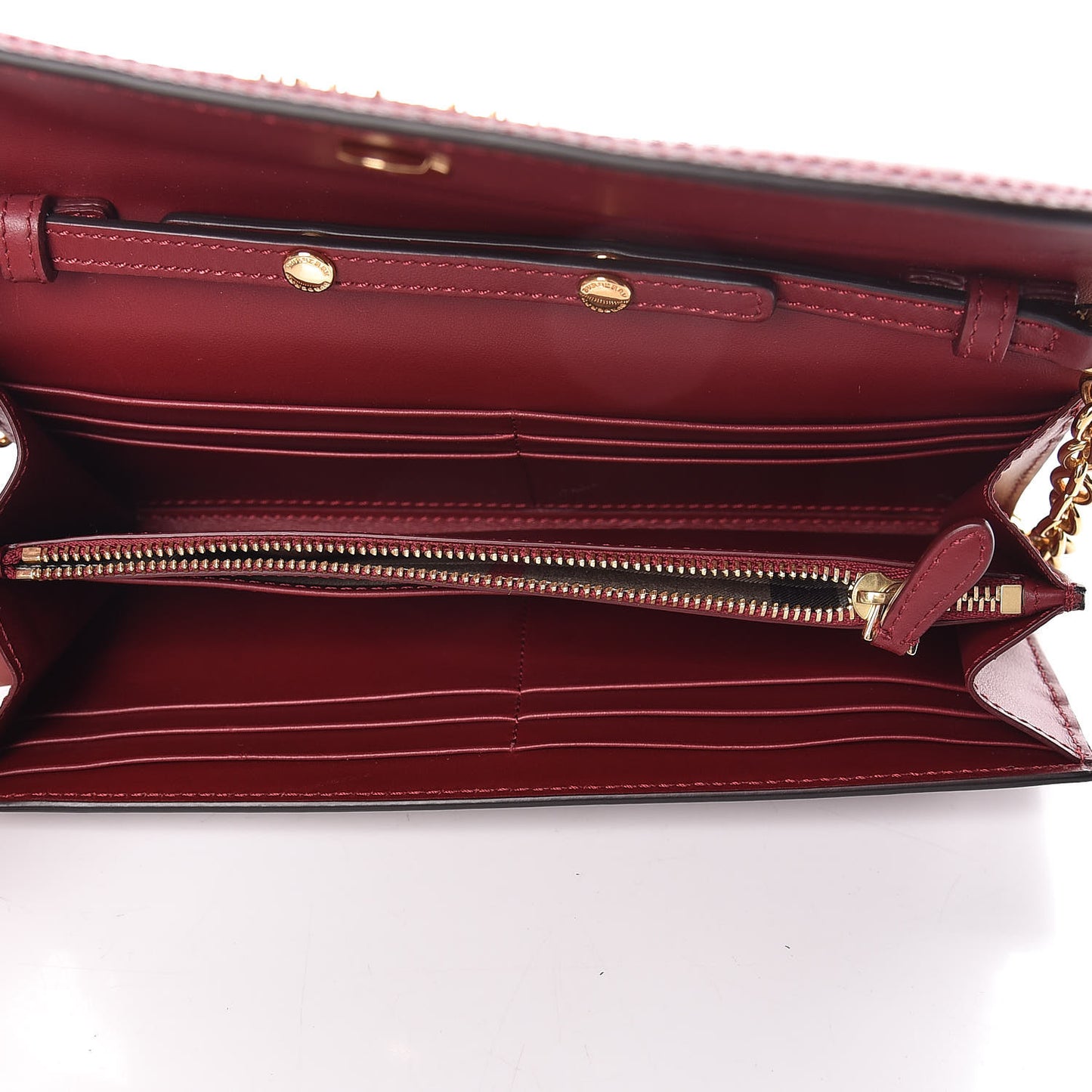 Grainy Calfskin Henley Wallet On Chain Burgundy